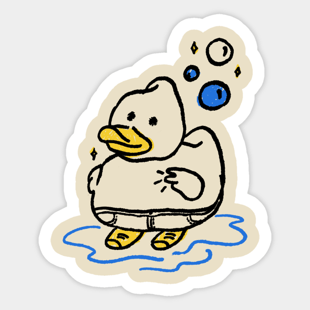 Stick Figure Cute Duck Making Peace Sign Sticker by Mrkedi